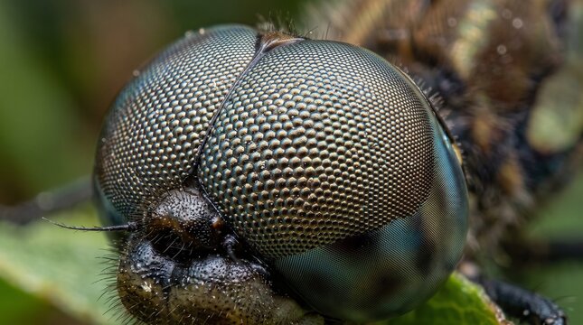 Dragonfly compound eyes close up