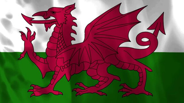 wales flag is waving 3D animation. wales flag waving in the wind. National flag of wales. flag seamless