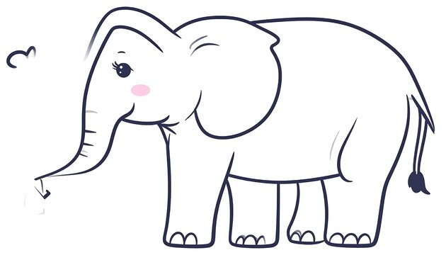 Cute cartoon elephant standing on stool.