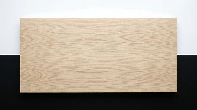 Solid light oak wood panel on two tone surface with a solid light oak wood panel