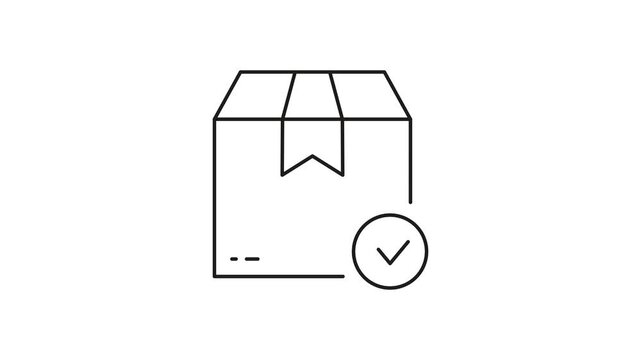 Package With Checkmark Animated Icon With Alpha Channel. Delivery Confirmation, Shipping Approval, And Parcel Verification Motion Graphic. Logistics And E-Commerce. On Transparent Background