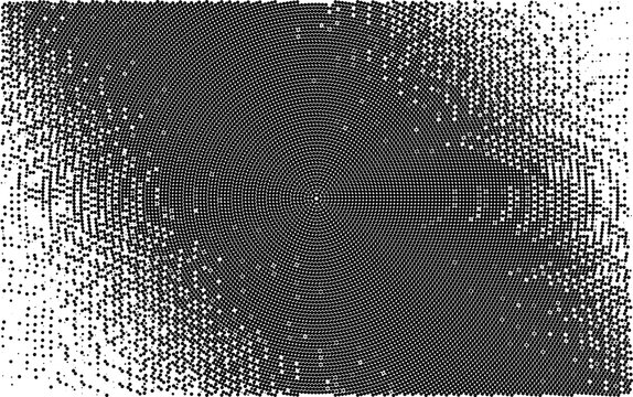 Abstract halftone pattern with radial dots isolated on transparent background