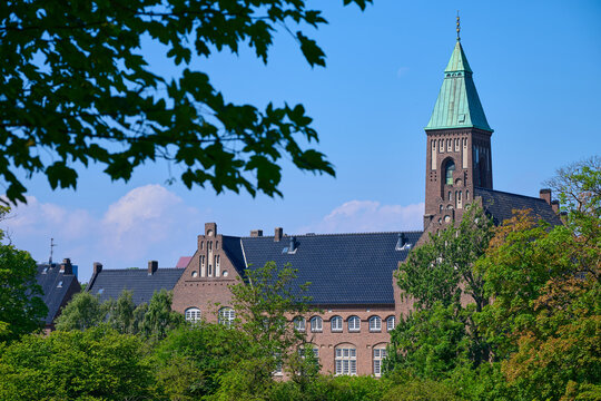Exterior view of the Christian church of Svenska Gustafskyrkan in Copenhagen, Denmark.