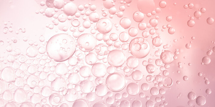 Abstract Pink water bubbles essential oil beauty collagen Serum Repair cell background.