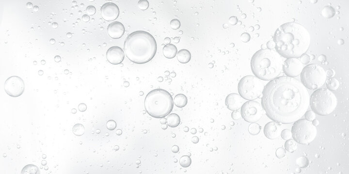Abstract clear water bubbles essential oil beauty collagen Serum Repair cell background.	