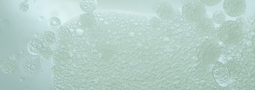Abstract Blue water bubbles essential oil beauty collagen Serum Repair cell background.