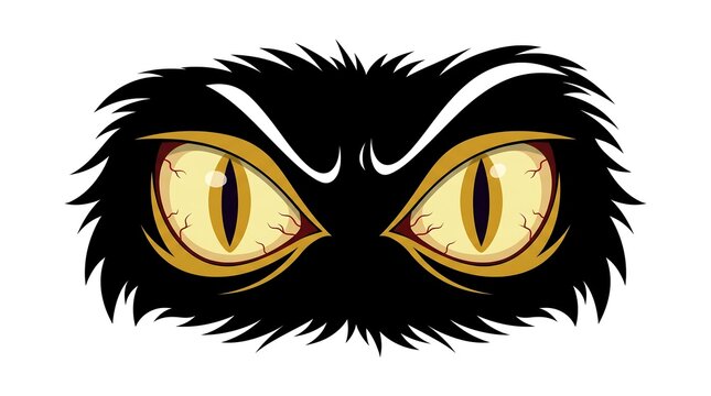 Spooky Angry Monster Eyes Glowing in the Dark Vector Illustration