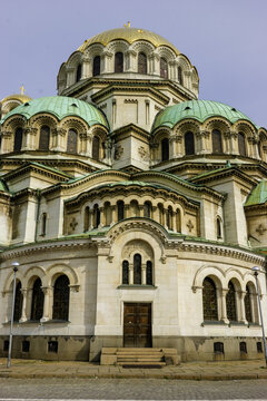 The Alexander Nevsky Cathedral in Sofia, Bulgaria, is a stunning example of Neo-Byzantine architecture, featuring golden domes and intricate stonework.