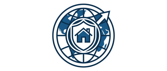 Fototapeta premium Global Home Security Shield Icon Isolated