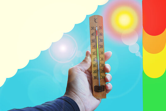 Term&oacute;metro calor mercurio, rayo de sol, thermometer sun editable y medir grados alerta y aviso meteorolog&iacute;a ola, calima y golpe de calor