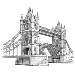Obraz premium Tower Bridge Sketch - London Landmark Illustration