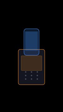 Digital wallet phone tap terminal payment portrait animation. transparent background with alpha channel