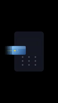 Card swipe motion blur terminal portrait animation with transparent background
