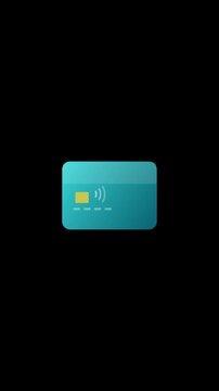 Card stack flip counter payment portrait animation with transparent background