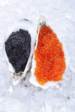 Caviar on ice, elevated view