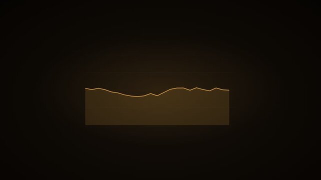 Minimalist digital audio waveform, glowing gold sound frequency visualization. Abstract electronic signal wave on dark background.