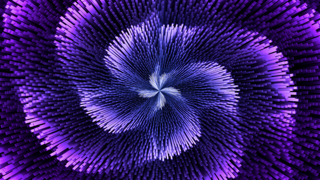 Abstract indigo 3d rendering radiates a cybernetic geometric pattern