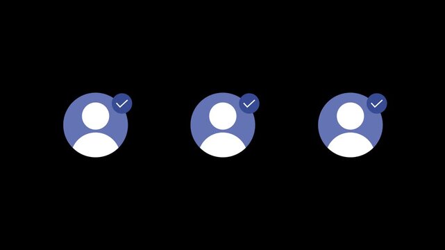 Verified user accounts, approved candidates, authenticated profiles, membership confirmation, and complete registration. 2D animation with 4K resolution and alpha channel.