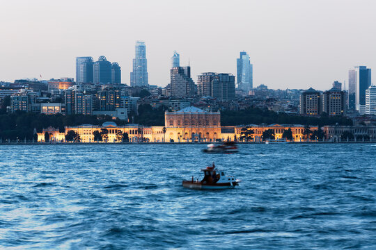 Turkey, Istanbul, View of Dolmabahce Palace and Sisli