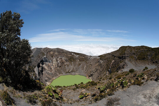 Costa Rica, crater lake, caldera, View of irazu volcano national park