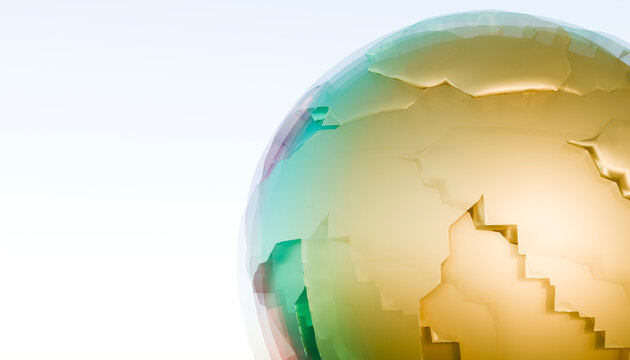 A cracked golden globe represents dynamic transformation