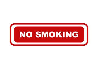 Fototapeta premium Red and white no smoking rectangular sign icon showing a clear prohibition message for public places and buildings isolated on transparent background