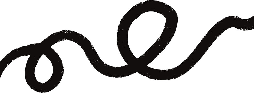 Abstract scribble line, wavy stroke. Freeform squiggles and brush marks for highlights, underlines, accents, typography decoration and expressive graphic design. Line squiggle cable