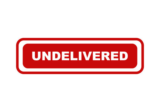 Red rectangular button with the word undelivered written in white capital letters isolated on a transparent background