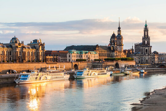 Germany, Dresden, City view with Elbe river