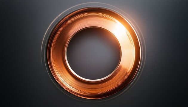 Abstract Copper glitters glow ring eclipse on gray background