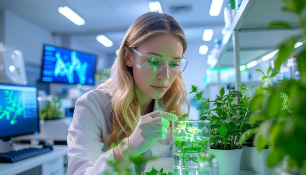 young woman in a laboratory