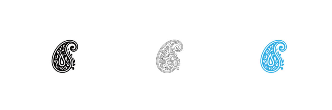 Stylized paisley pattern icons in gradient colors