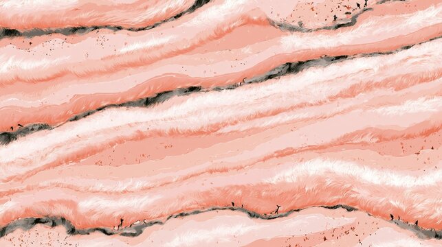 Abstract artistic digital painting featuring flowing wavy lines of peach and salmon pink colors with subtle charcoal grey textured accents