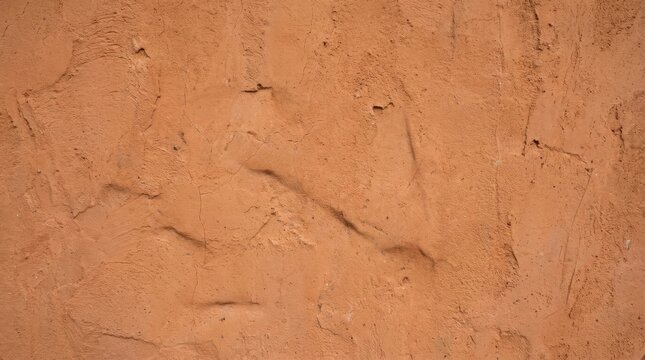 Terracotta colored rustic wall texture featuring rough uneven plaster surfaces with fine cracks and weathered details