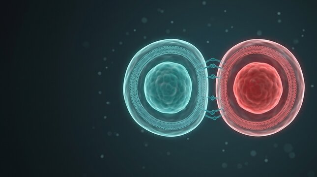 Close cellular view of targeted T cell and B cell interaction