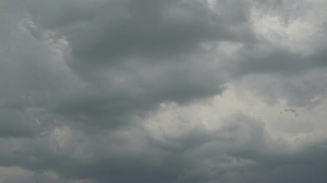 timelapse of dark cumulus clouds covering gloomy sky