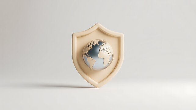 Global security shield with earth globe representing international protection and insurance