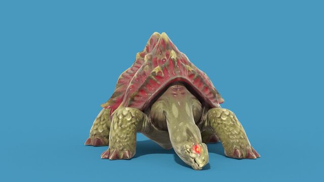 lue Screen Monster Turtle Idle Eat Front Loop 3D Animations Rendering GCI 4K