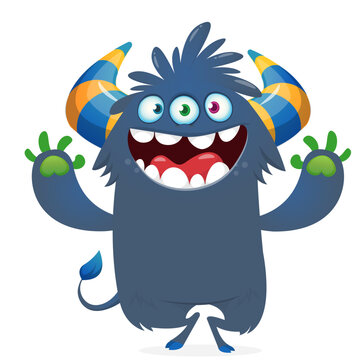Cartoon Funny and Cute Monster creature with Scary Face Expression illustration for Halloween decoration or Package Design. Vector isolated on white 