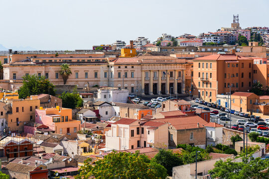 Aerial view of the San Giovanni di Dio Hospital aka Cagliari University Hospital in Sardinia, Italy
