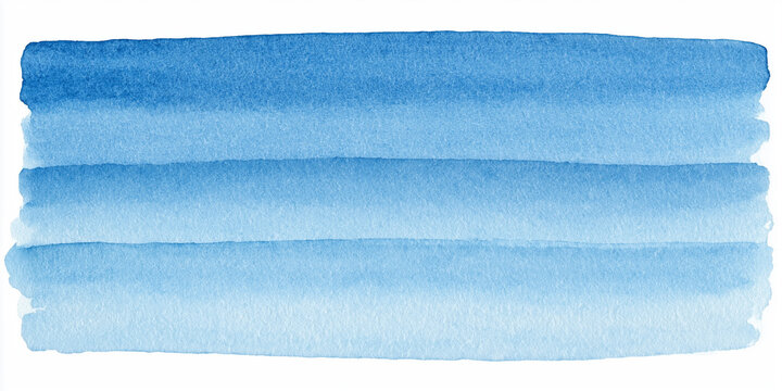 Blue Watercolor Gradient Stripes, Hand Painted Ombre Wash Texture on White Paper, Calm and Serene Abstract Background for Design