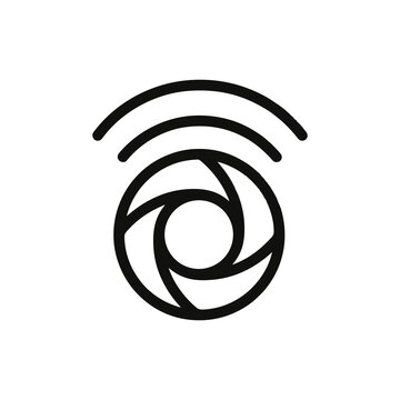 Smart wireless camera icon vector symbol ip camera aperture with wifi signal line art