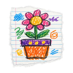 Fototapeta premium PNG Colorful crayon flower illustration