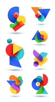 Collection of Brightly Colored Geometric Shapes 129