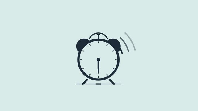 Minimalist ringing alarm clock icon representing morning wake up call and time management concept