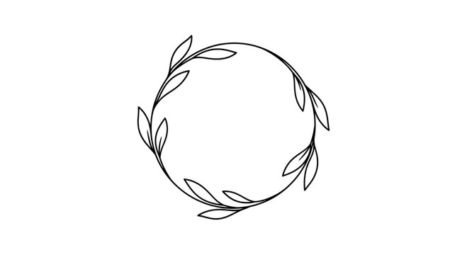 laurel wreath circle leafy border