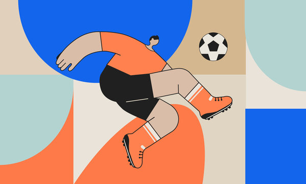 Soccer Player Kicking Ball Dynamic Sports Illustration