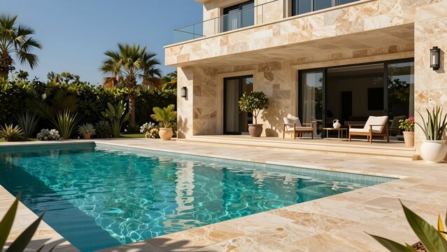 Luxury Villa Swimming Pool Wide View