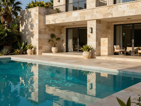 Luxury Villa Swimming Pool Editorial View