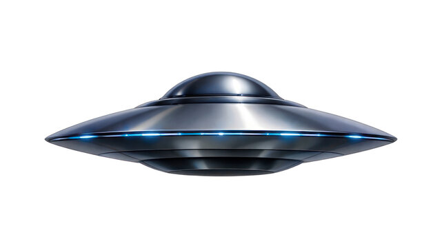 PNG Futuristic metallic flying saucer design.